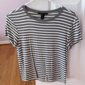 Forever 21 white and green stripe tshirt, size M